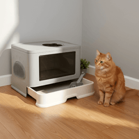 Thumbnail for Enclosed Cat Litter Box with Drawer and One-Way Entry for Odor Control – Spacious and Easy to Clean Litter Box for All Cats