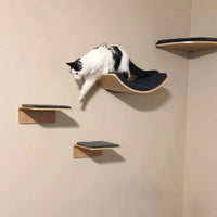 Thumbnail for Wall-Mounted Cat Furniture with Solid Wood Cat Bed and Wide Climbing Steps for Indoor Cats